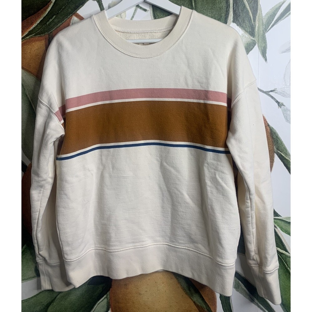 Madewell Small  (Re)sourced 100% Cotton Mainstay Sweatshirt In Kimball Stripe